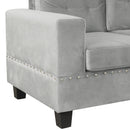 Modern Sectional Sofa with Storage Ottoman, L-Shape Couch with 2 Pillows and Cup Holders, Gray Velvet, 105 inch