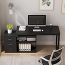 55 Inch L Shaped Computer Desk Black Storage Cabinet