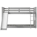Twin over Twin Bunk Bed with Convertible Slide and Ladder, Gray(Old SKU: SM000213)