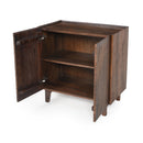 TREXM Wood Accent Cabinet with Storage, Rustic Mango Wood Storage Cabinet with Fluted Design and Adjustable Shelf for Dining Room, Kitchen, and Living Room (Honey)
