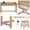 TREXM 4-Piece Dining Table Set for 3, Retro Kitchen Table and Chairs Set with 3 Storage Drawers, Ideal for Small Spaces (Natural)