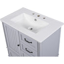 30' Bathroom Vanity with Sink, Bathroom Cabinet with A Door, Three Drawers, Solid Wood Legs & MDF Board, Adiustable Foot Pads, Grey (Other Color: N725P195409K)