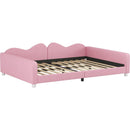 Full size Upholstered Daybed, Sherpa Fabric Sofabed with Cloud-Shaped Backrest, No Box-spring Needed, Pink