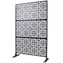 Outdoor & Indoor Privacy Screen Metal Privacy Screen 76' H×48' W Freestanding Decorative Privacy Screen Black Steel