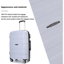 Hardshell Suitcase Spinner Wheels PP Luggage Sets Lightweight Durable Suitcase with TSA Lock,3-Piece Set (20/24/28), Silver