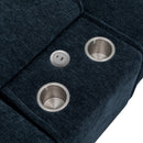 Contemporary Chenille Upholstered Sectional Sofa with Ottomans, USB Ports, Cup Holders & Storage, Blue