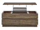 Baisden - Lift Top Storage Cocktail Table With Casters - Tobacco