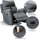 Swivel Rocker Recliner Chair Gray Fabric For Small Spaces