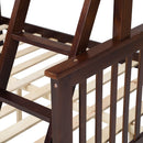 Espresso Wooden Twin Over Full Bunk Bed with Storage Drawers, Ladder, and Safety Guard Rails