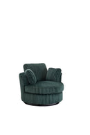 Oversized 360 Degreed Swivel Accent Chair Modern Soft Plush Corduroy Round Barrel Chair for Living Room Bedroom with Pillows, Green
