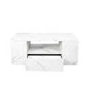 Modern Coffee Tables for Living Room, LED Coffee Table, Storage Coffee Table, Small Coffee Table, Wood Center Table with 2 Drawers and Open Side Shelf