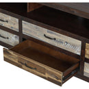 Retro Distressed Wooden TV Stand for TVs up to 65 Inches, Entertainment Center Media Console with 6 Drawers and 3 Shelves for Living room, Brown