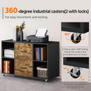 Lateral Filing Cabinet 2 Drawers 4 Open Compartments Black