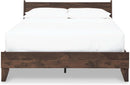 Queen Panel Platform Bed Dark Brown Walnut Storage