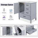 30' Bathroom Vanity with Sink, Bathroom Cabinet with A Door, Three Drawers, Solid Wood Legs & MDF Board, Adiustable Foot Pads, Grey (Other Color: N725P195409K)
