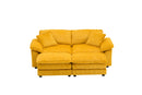 Corduroy 2-seats sofa With 2 back pillows,2 toss pillows and two ottoman,Comfy Sofa- Deep Seat Couch for Living Room,Yellow