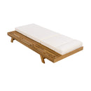 LOUNGE CHAISE SET WITH HEADREST,SPACE AVAILABLE ON ONE SIDE, ACACIA WOOD WITH WATER-RESISTANT LOUNGE CUSHIONS (CREAM & 3-FOLD & 4 inch) - MATCHING DARK GREY/BEIGE VERSION AVAILABLE