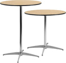 Natural Birch Wood Round Cocktail Table Adjustable