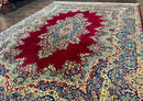Power Loomed Persian Oriental Rug 9x12, Vintage Wool Pile, Kirman Design