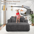 56 Inch Grey Ultra Deluxe Chaise Lounge Chair Cushioned