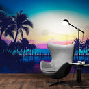 Tropical Night Wallpaper Mural – Miami Sunset Over Resort Pool & Beach.