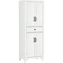 67" Tall Freestanding Kitchen Pantry Cabinet, 4-Door Storage Cabinet with Drawer and Adjustable Shelves for Dining Room, White
