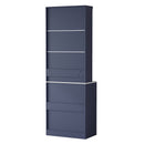 [Assembly Video Provided] TOPMAX Modern 83.7inch High Kitchen Pantry, Freestanding Tall Kitchen Hutch with Faux Marble Top,Cupboard Cabinet with 5 Storage Drawers and Adjustable Shelf, Set of 2, Blue