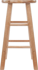 Two Piece 24 Inch Natural Finish Solid Wood Counter Stools
