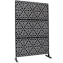 Outdoor & Indoor Privacy Screen Metal Privacy Screen 76' H×48' W, Freestanding Decorative Privacy Screen for Deck Balcony Patio, Privacy Fence Panels for Outside Lawn Garden PS115 BLACK