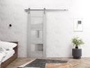 Sete 6933 Light Grey Oak Barn Door with Frosted Glass and Silver Rail