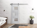 Sete 6933 Nordic White Barn Door with Frosted Glass and Silver Rail