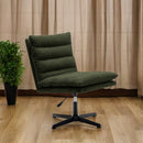 Green Teddy Fabric 360° Swivel Accent Chair, Cross Legged Office Chair, Adjustable Armless Wide Home Lounge Chair for Bedroom, Living Room-1PC
