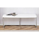White shoe changing stool, silver metal legs, sofa stool dining chair, suitable for bedroom, fitting room, storage room, dining room, living room. 005