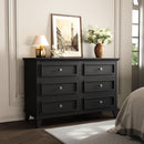 Black Antiqued Traditional Six Drawer Dresser Chest