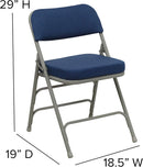 Navy Cushioned Metal Folding Chairs Set of 2 for Events