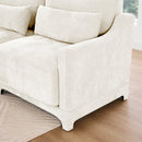 Elegant Four-Seater Sofa with Movable Ottoman and Lumbar Pillow, Beige Chenille Fabric, Solid Wood Frame, Ergonomic Design