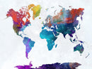 World Map Watercolor Wallpaper – Color Splash Wall Mural.