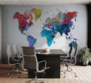 World Map Watercolor Wallpaper – Color Splash Wall Mural.