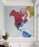 World Map Watercolor Wallpaper – Color Splash Wall Mural.
