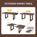 7-Piece Farmhouse Extendable Dining Table Set, 78 in Rustic Wood Table with 18 in Removable Leaf and 6 Upholstered Chairs for Dining Room