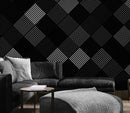 Modern Black and White Polka Dot Peel and Stick Wall Mural.