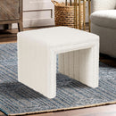 Cream Soft Boucle Upholstered Ottoman Footrest 18 Inches