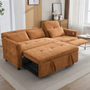 2-in-1 Sofa 82' Three-seater Sofa with Sofa Bed and Reversible Recliner, Orange Chenille