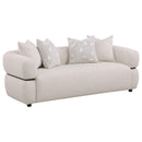 Jeanette 84-inch Fabric Upholstered Round Arm Sofa Beige