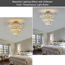 Gold Crystal Chandeliers,5-Tier Round Semi Flush Mount Chandelier Light Fixture,Large Contemporary Luxury Ceiling
