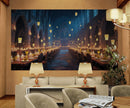 Floating Candles Great Hall Wallpaper Mural. Wizardly Dining Room Ambiance Wall Art.