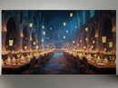 Floating Candles Great Hall Wallpaper Mural. Wizardly Dining Room Ambiance Wall Art.