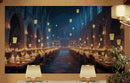 Floating Candles Great Hall Wallpaper Mural. Wizardly Dining Room Ambiance Wall Art.