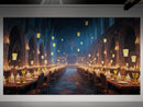 Floating Candles Great Hall Wallpaper Mural. Wizardly Dining Room Ambiance Wall Art.