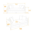 Beige Chenille Upholstered Chaise Lounge with Nailheads, Sleeper Sofa Couch With 4 Throw Pillows&2 Bolsters, Daybed with Rubberwood Legs, 75.2'' Wide